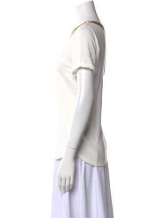 Maje Linen Scoop Neck T-Shirt