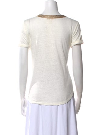Maje Linen Scoop Neck T-Shirt