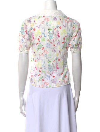 Maje Floral Print Short Sleeve Button-Up Top