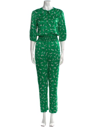 Maje Floral Print Crew Neck Jumpsuit