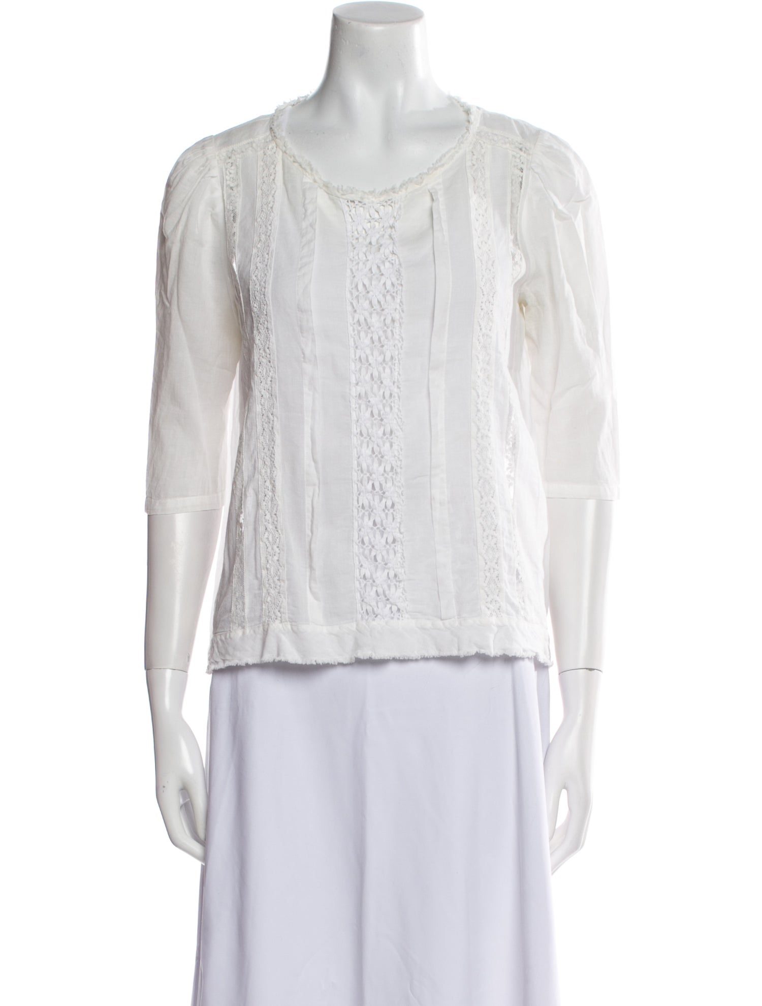 Maje Scoop Neck Three-Quarter Sleeve Blouse