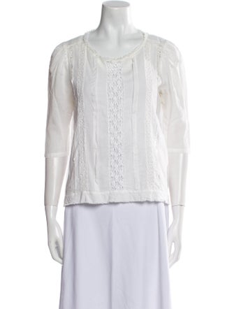 Maje Scoop Neck Three-Quarter Sleeve Blouse