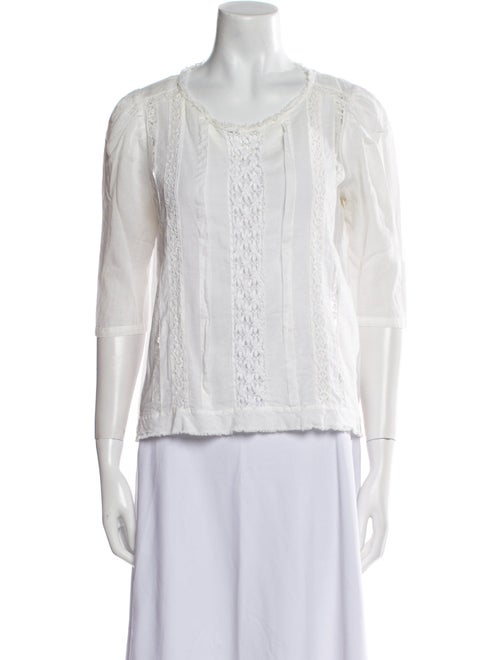 Maje Scoop Neck Three-Quarter Sleeve Blouse