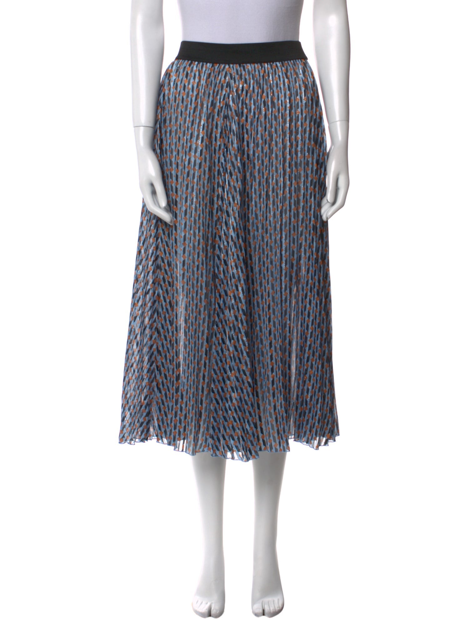 Maje Striped Midi Length Skirt