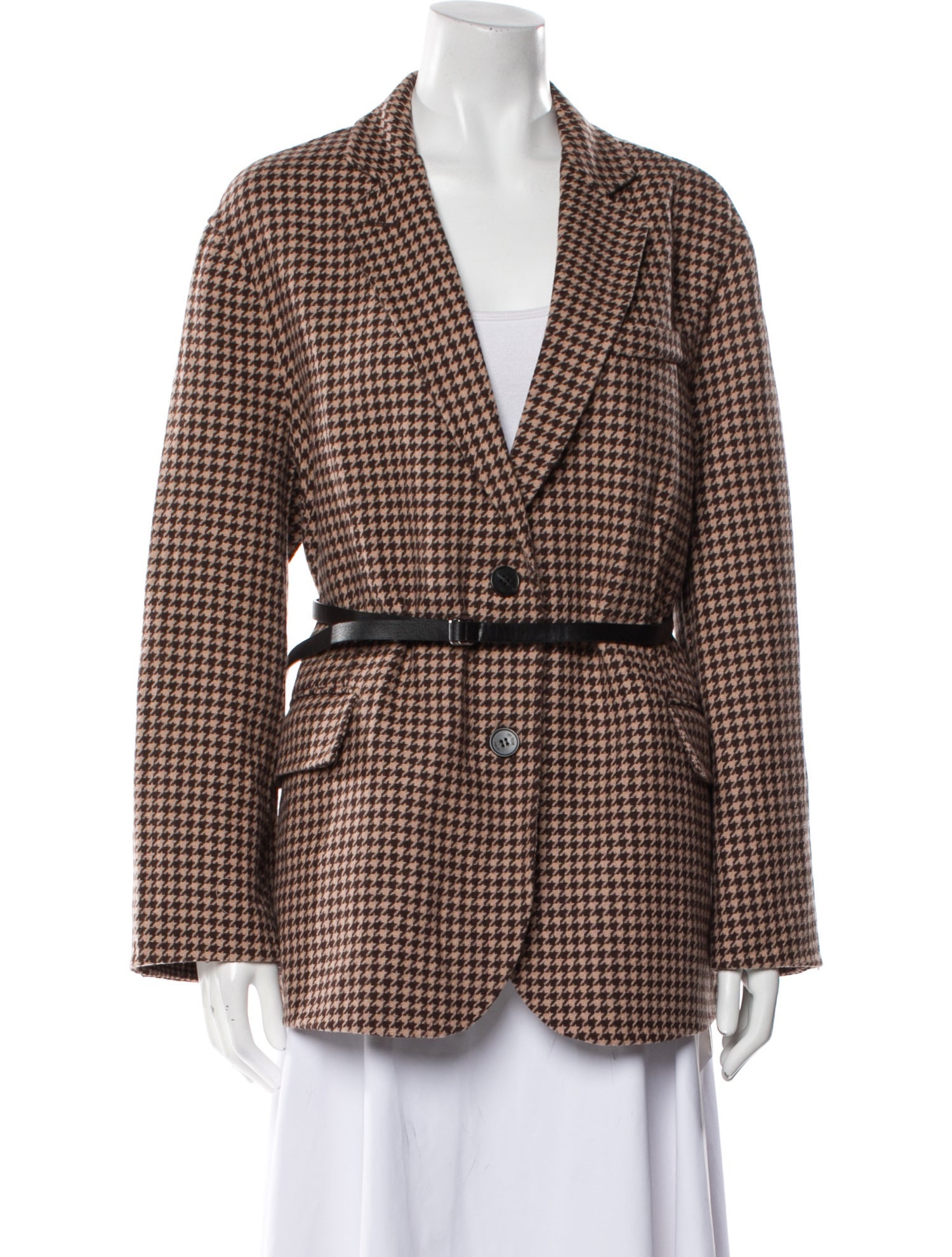 Maje Wool Houndstooth Print Blazer