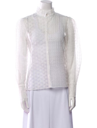Maje Lace Pattern Mock Neck Blouse
