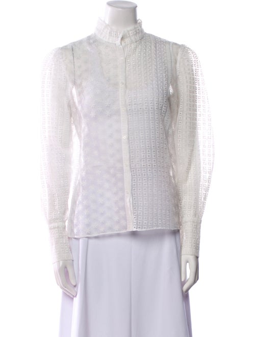 Maje Lace Pattern Mock Neck Blouse