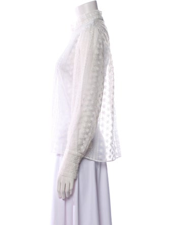 Maje Lace Pattern Mock Neck Blouse