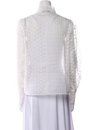 Maje Lace Pattern Mock Neck Blouse