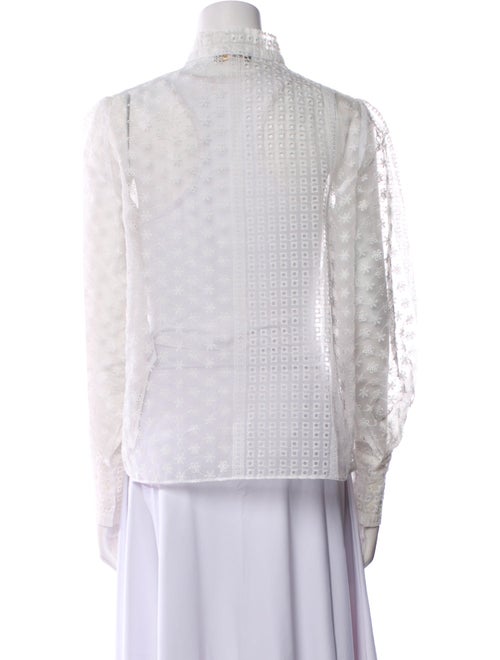 Maje Lace Pattern Mock Neck Blouse