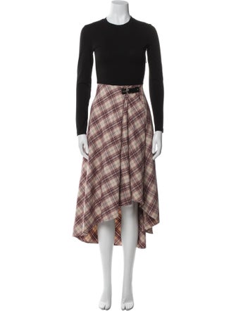 Maje Plaid Print Midi Length Dress