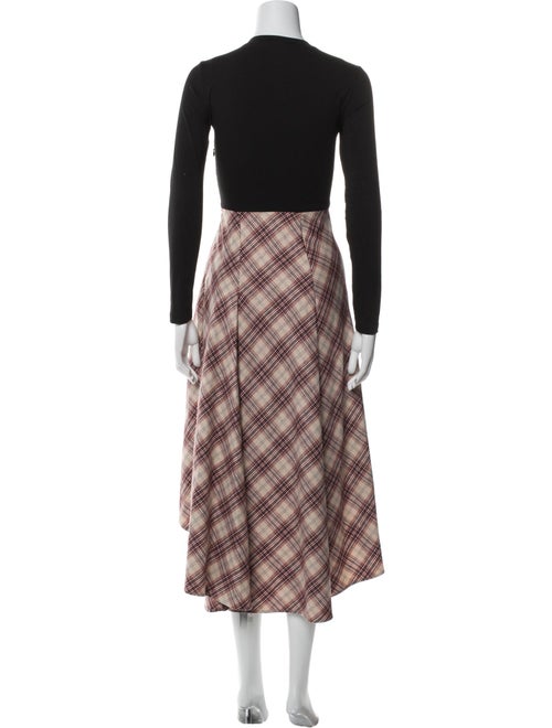 Maje Plaid Print Midi Length Dress