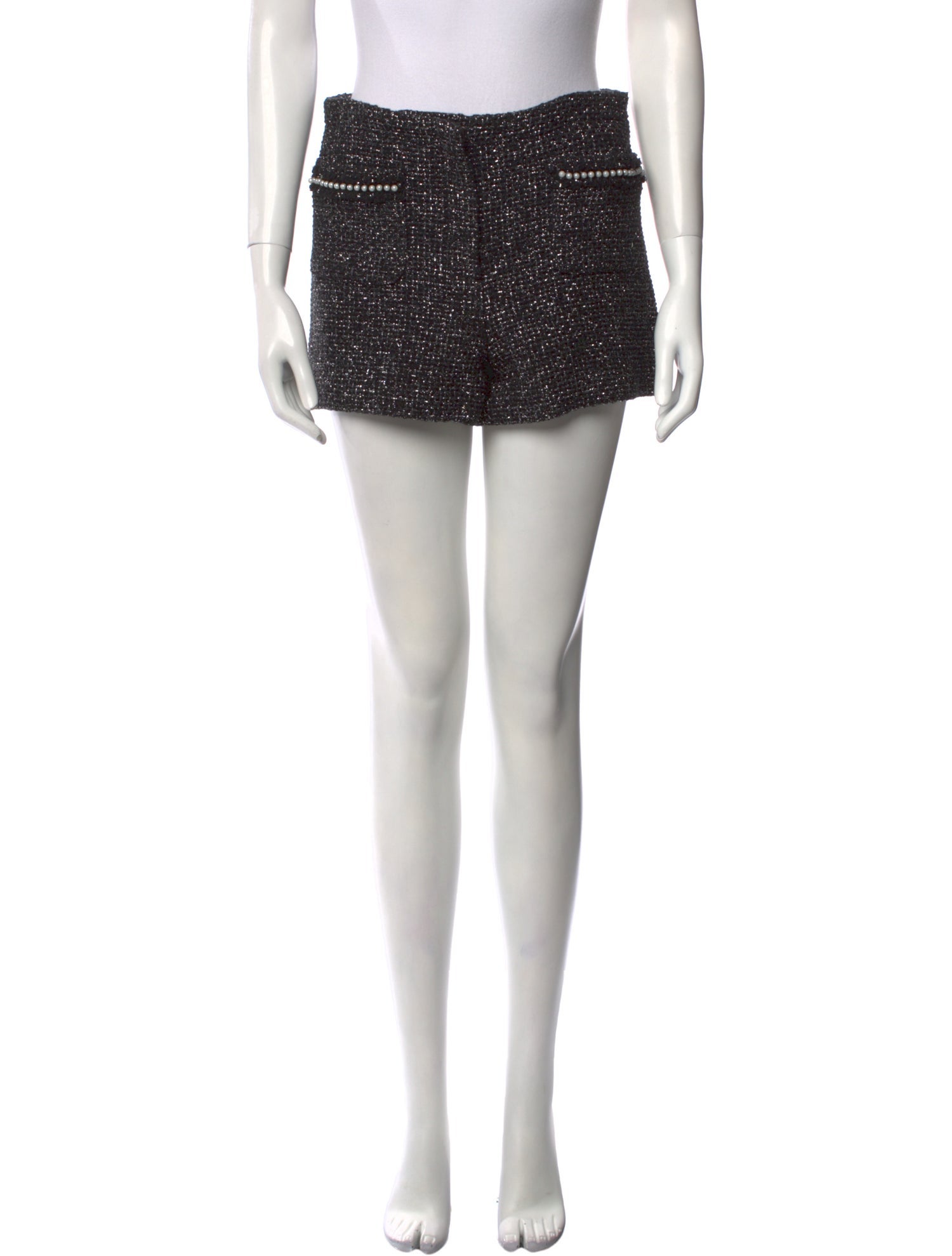 Maje Tweed Pattern Mini Shorts