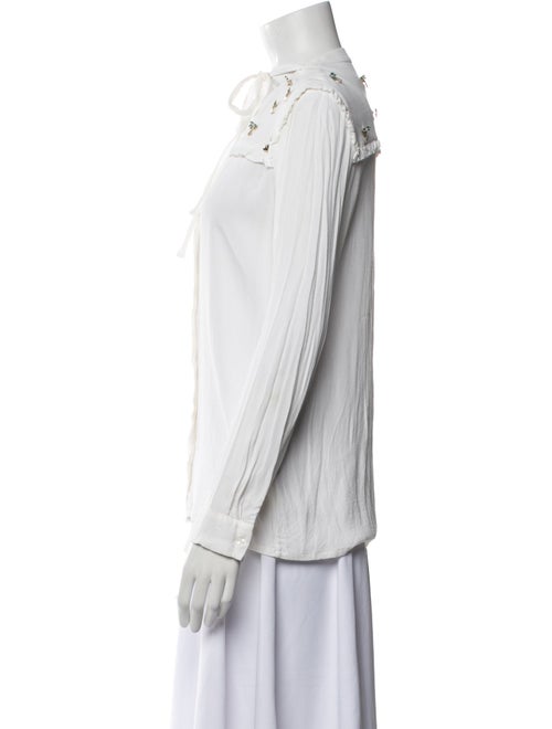 Maje Tie Neck Long Sleeve Button-Up Top