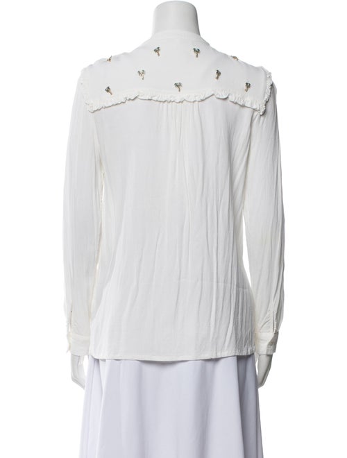 Maje Tie Neck Long Sleeve Button-Up Top