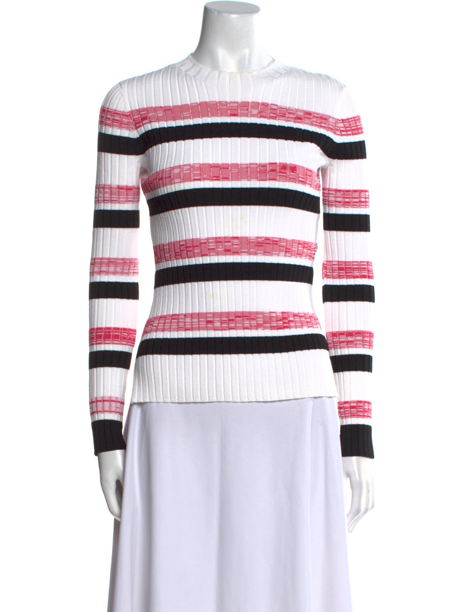 Maje Striped Mock Neck Sweater