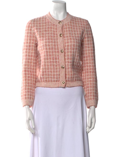 Maje Plaid Print Crew Neck Sweater