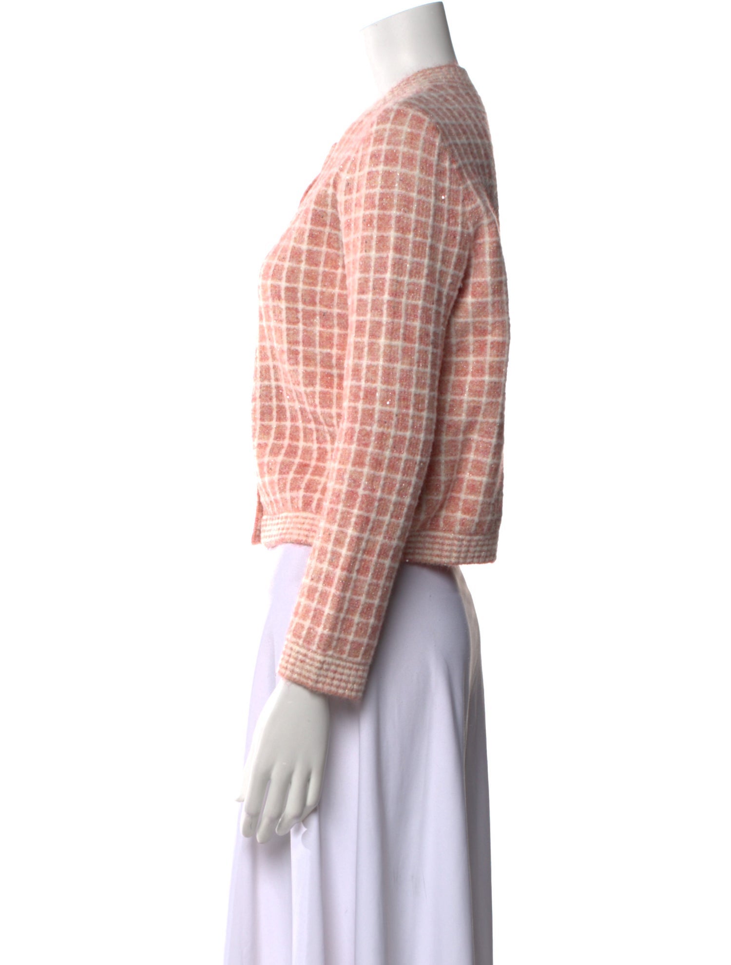 Maje Plaid Print Crew Neck Sweater