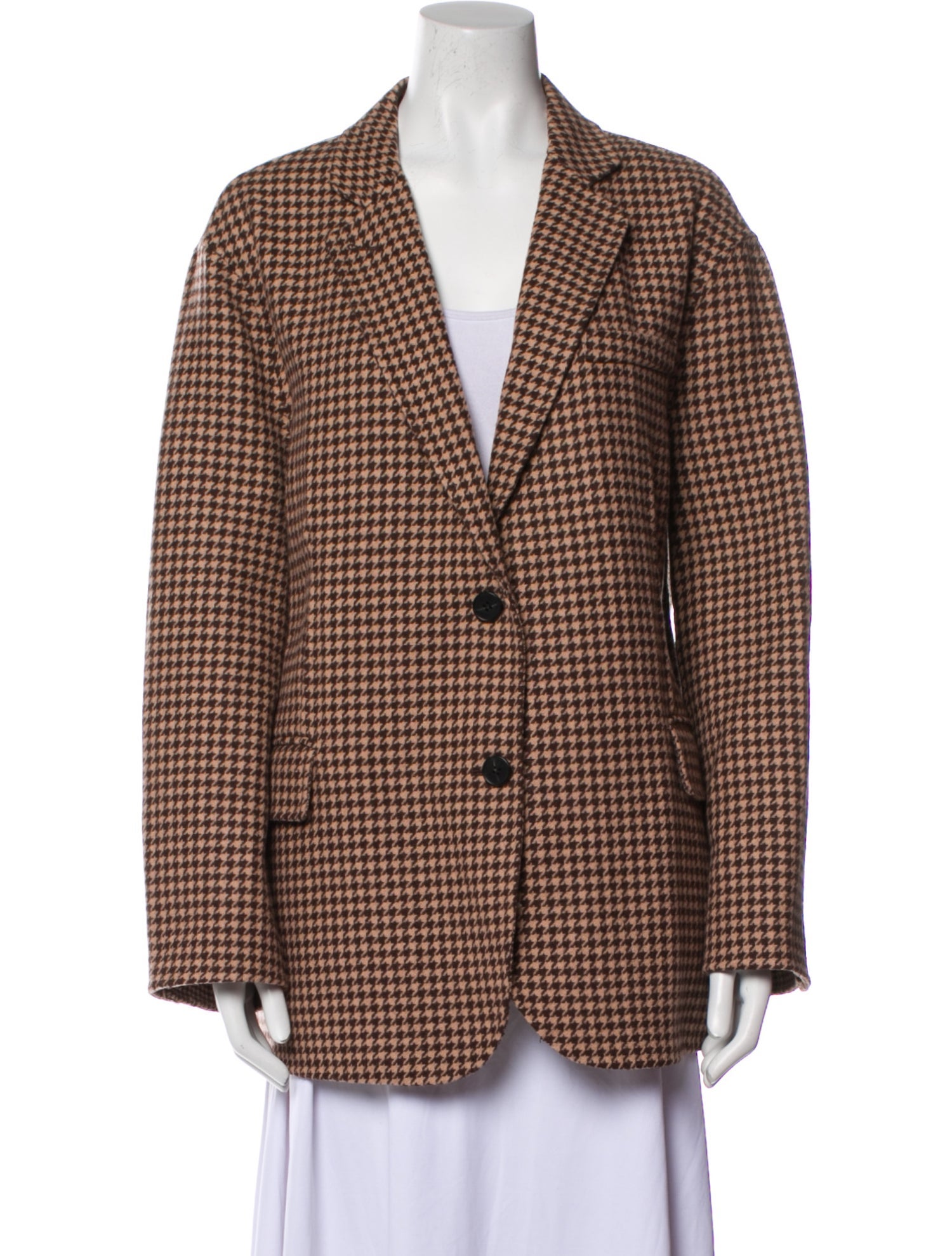 Maje Wool Houndstooth Print Blazer