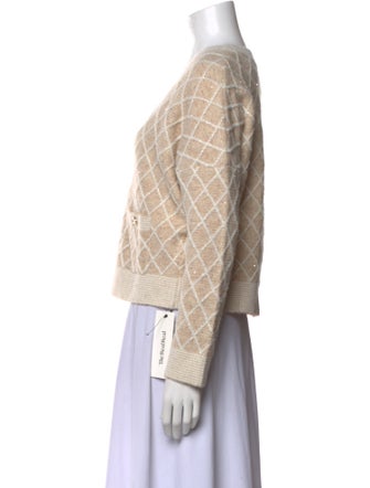 Maje Plaid Print V-Neck Sweater