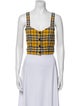 Maje Plaid Print Square Neckline Crop Top