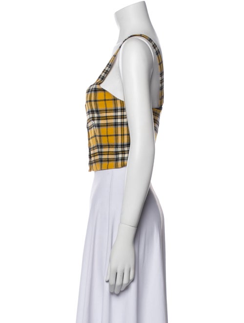 Maje Plaid Print Square Neckline Crop Top