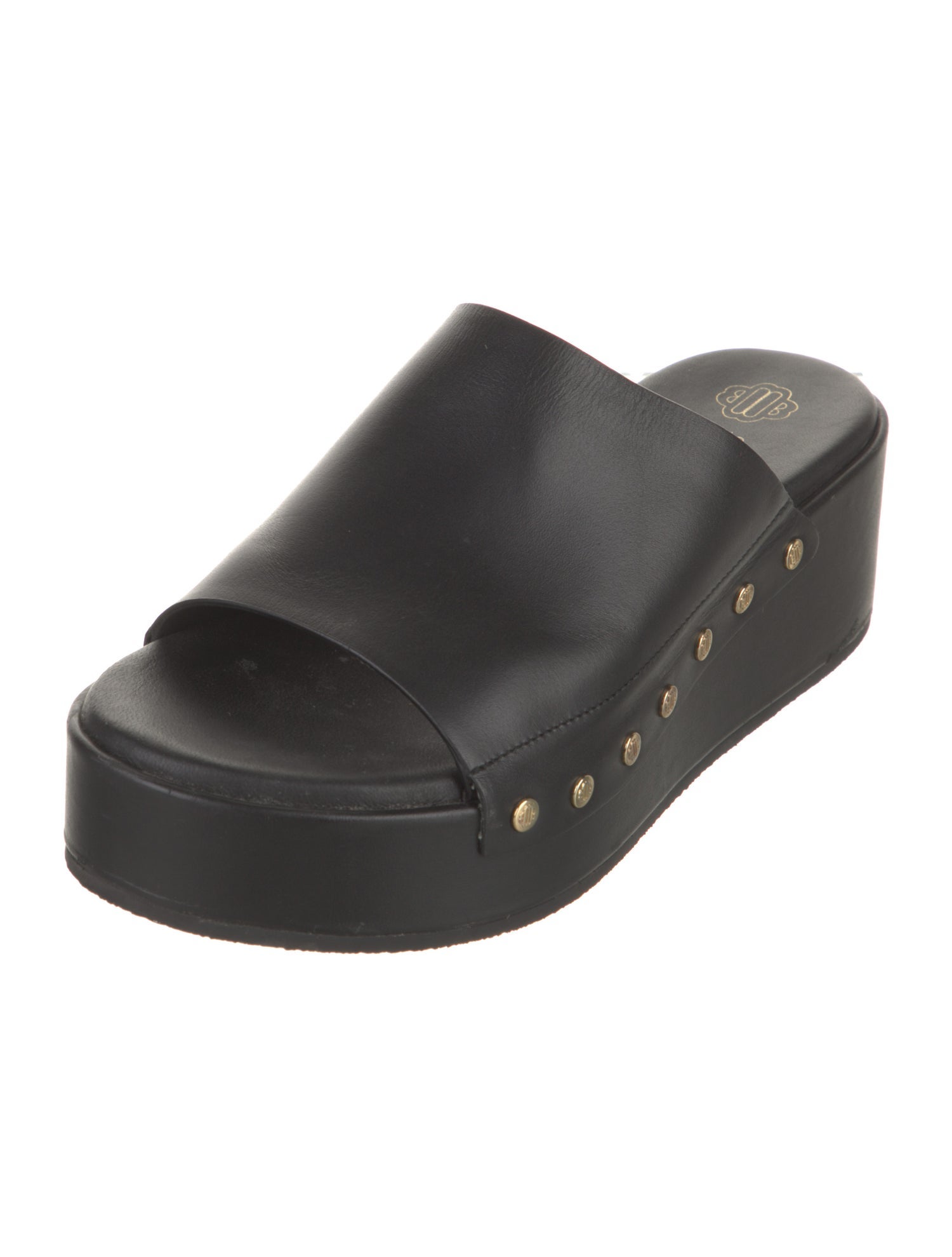 Maje Leather Studded Accents Slides