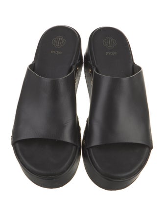 Maje Leather Studded Accents Slides