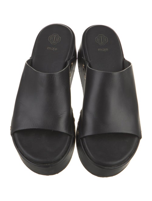 Maje Leather Studded Accents Slides