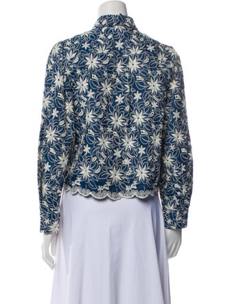 Maje Floral Print Long Sleeve Crop Top