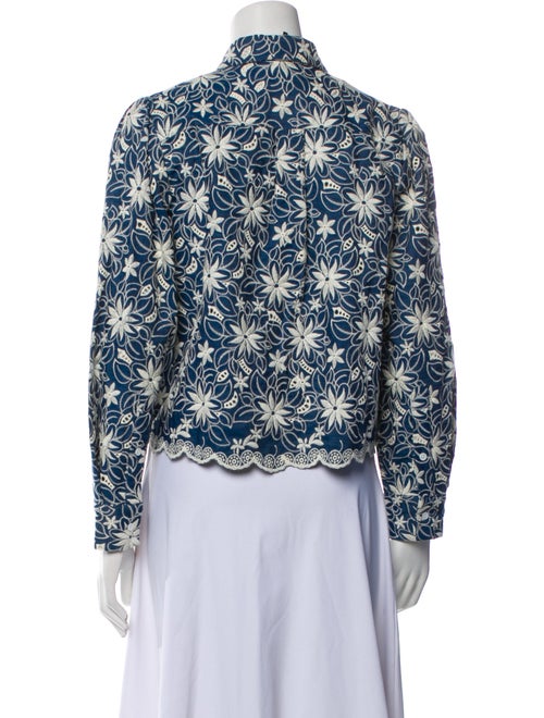 Maje Floral Print Long Sleeve Crop Top