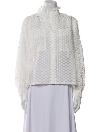 Maje Lace Pattern Mock Neck Blouse