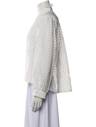 Maje Lace Pattern Mock Neck Blouse