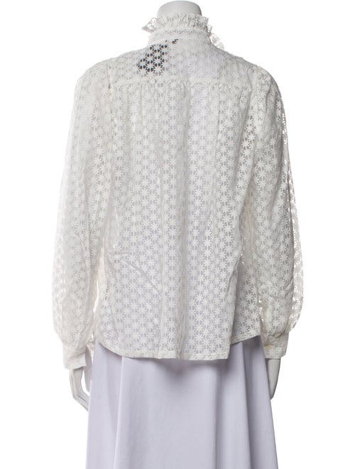 Maje Lace Pattern Mock Neck Blouse