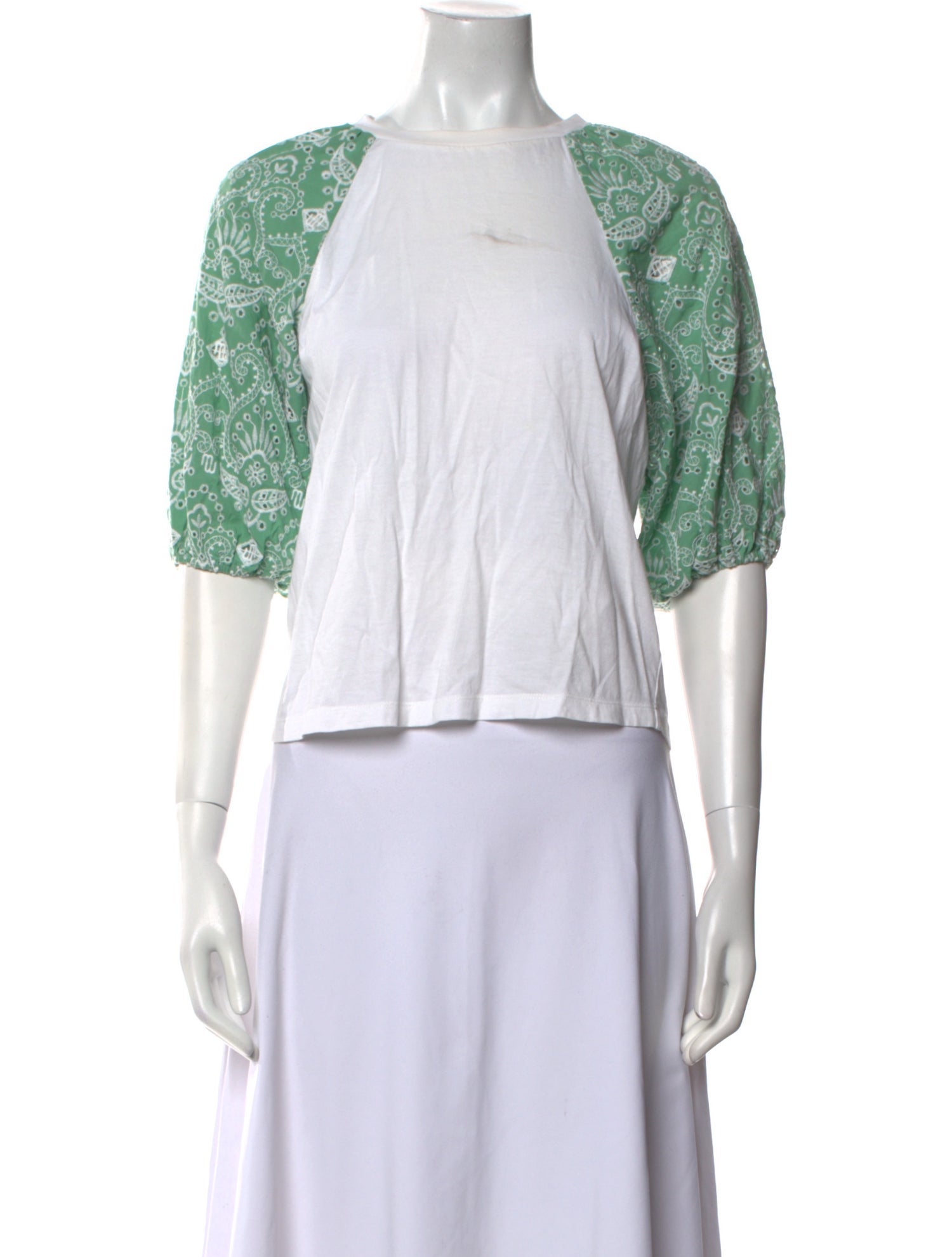 Maje Printed Crew Neck Crop Top