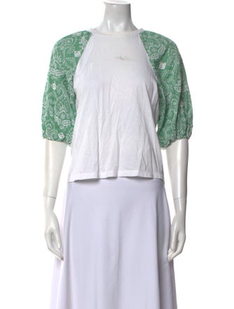 Maje Printed Crew Neck Crop Top