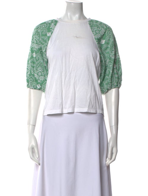 Maje Printed Crew Neck Crop Top