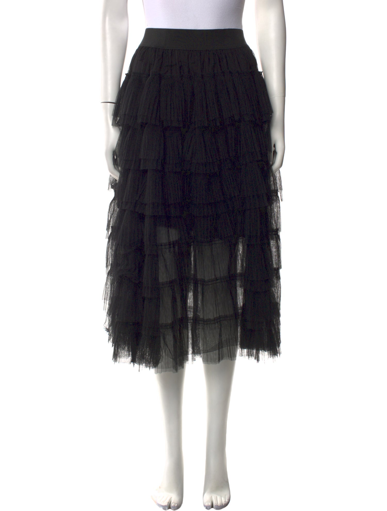 Maje Mesh Accents Midi Length Skirt