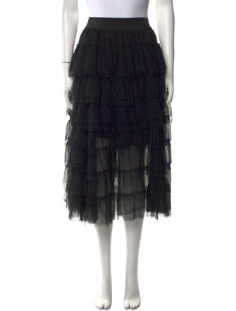 Maje Mesh Accents Midi Length Skirt