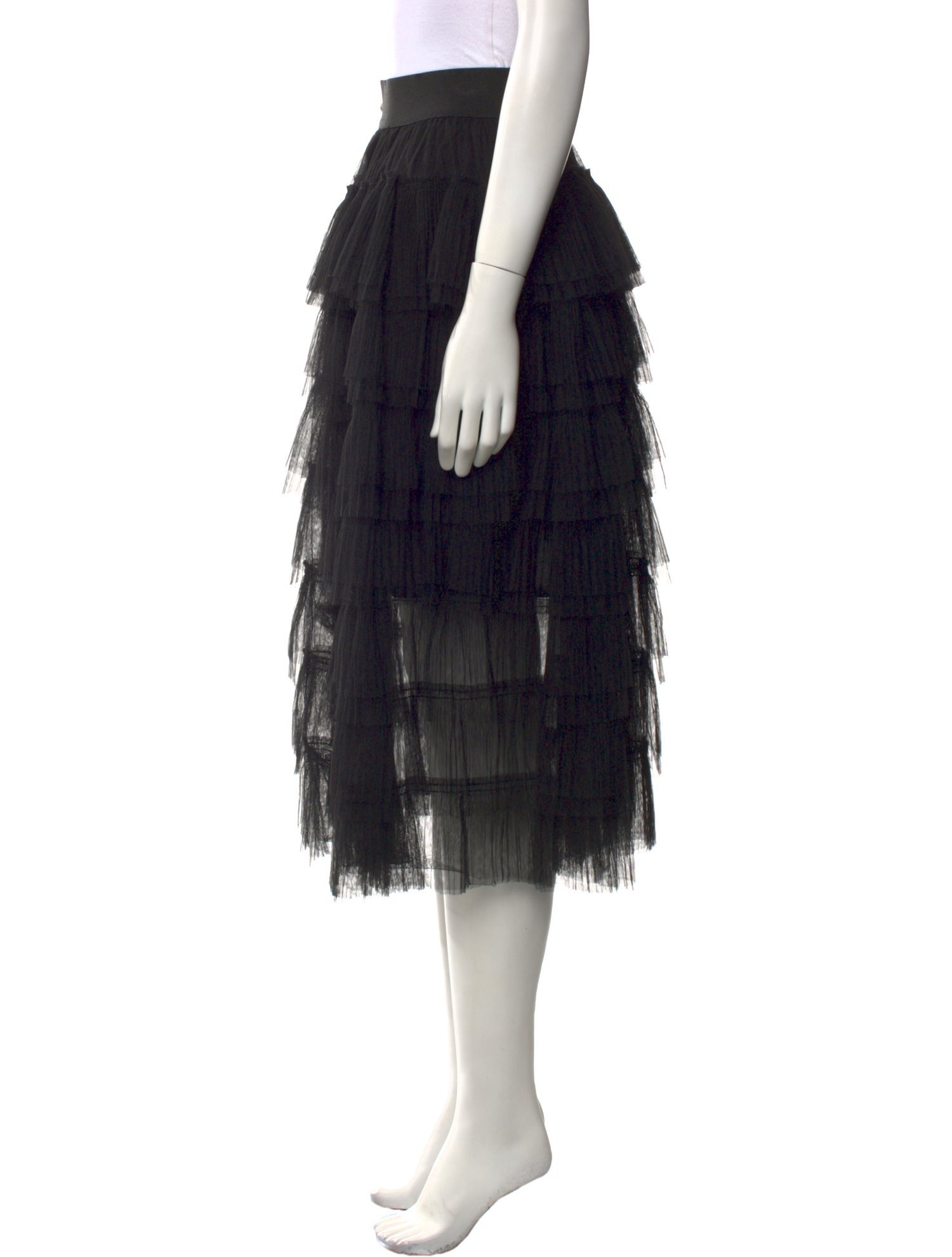 Maje Mesh Accents Midi Length Skirt