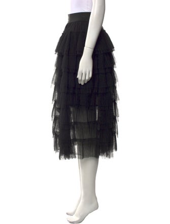 Maje Mesh Accents Midi Length Skirt