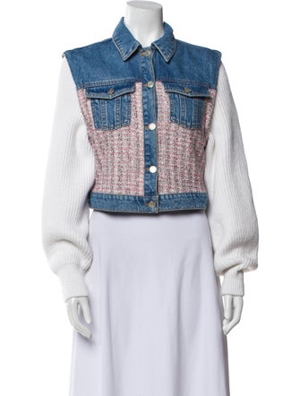 Maje Tweed Pattern Denim Jacket