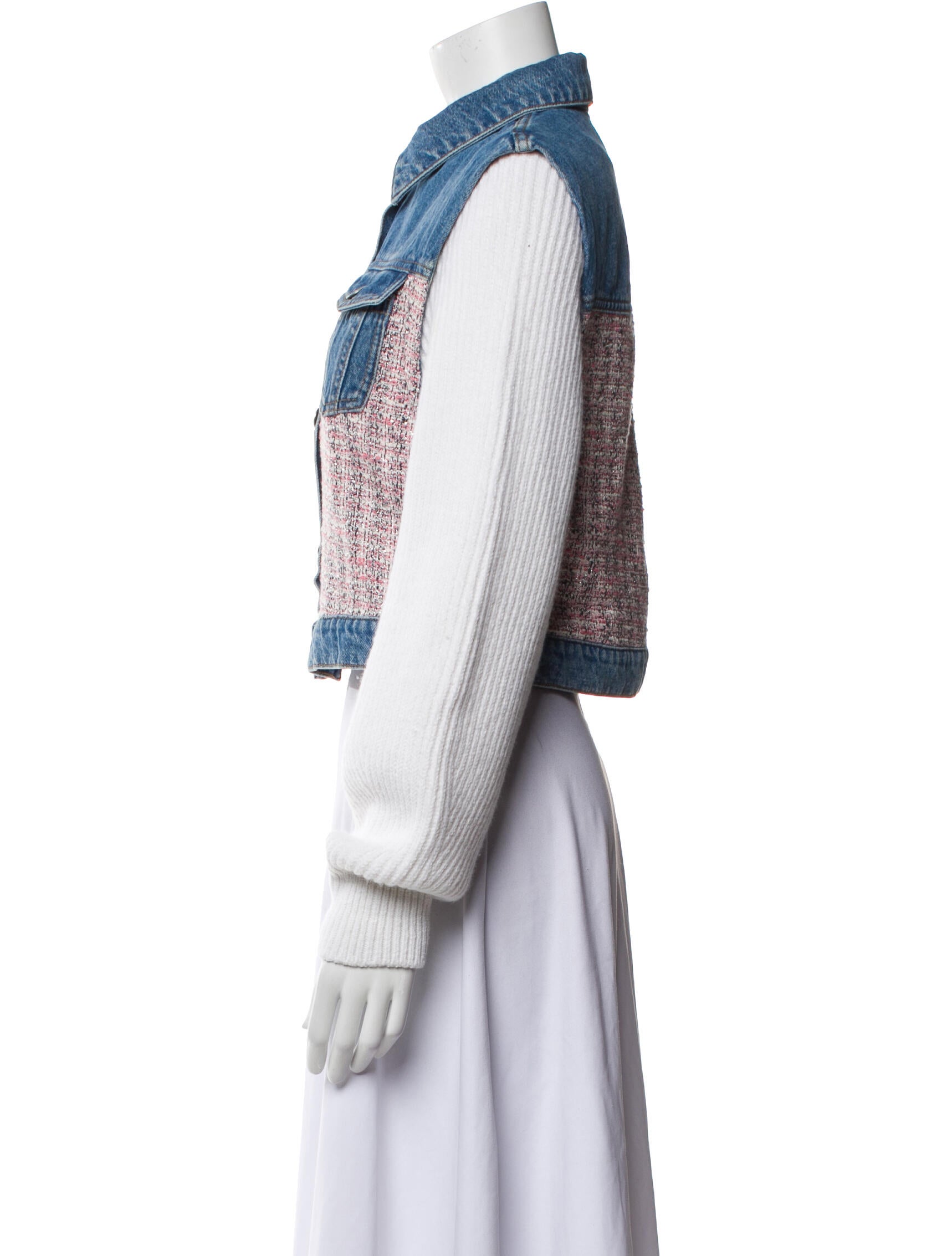 Maje Tweed Pattern Denim Jacket