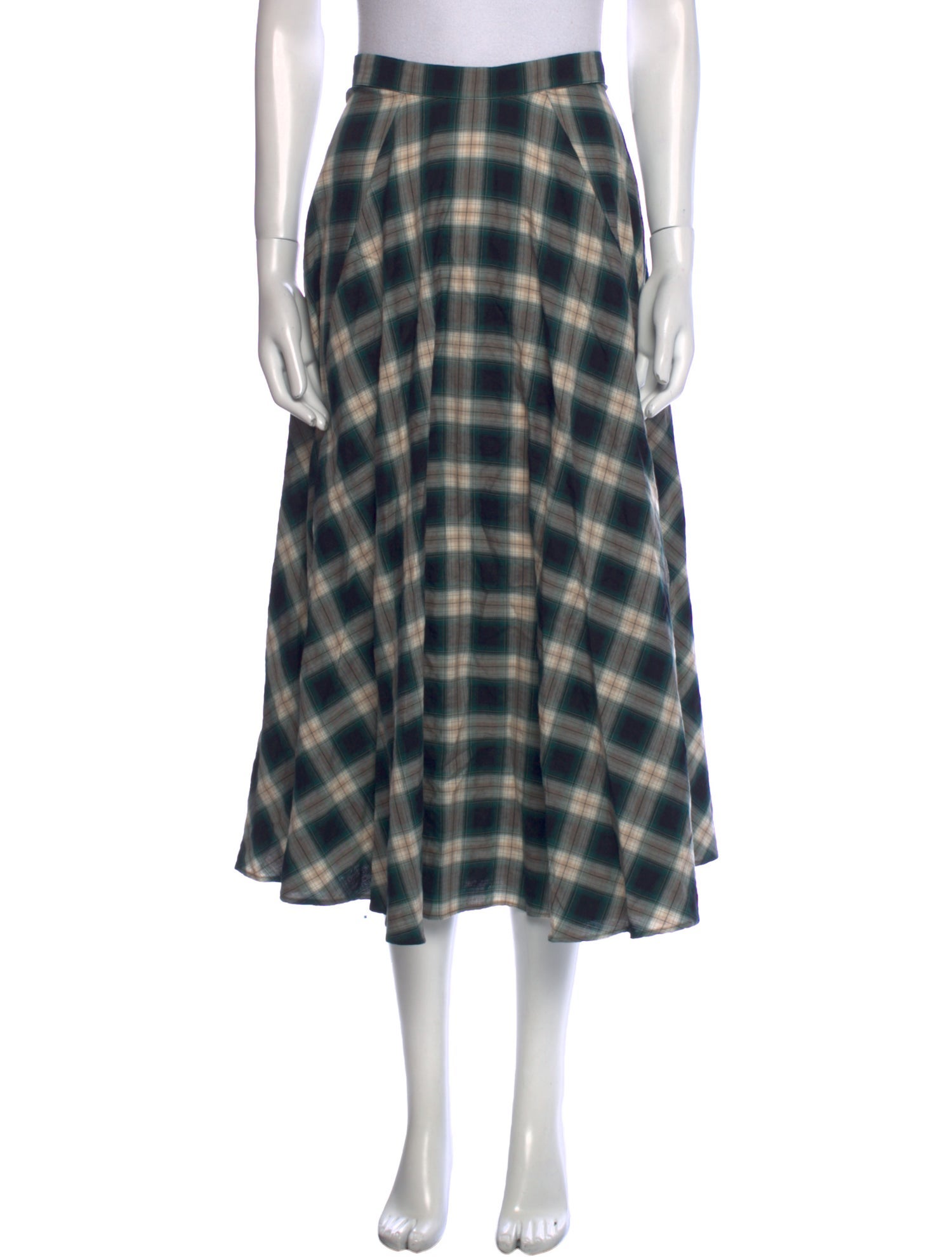 Maje Plaid Print Midi Length Skirt w/ Tags