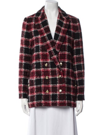 Maje Wool Plaid Print Blazer