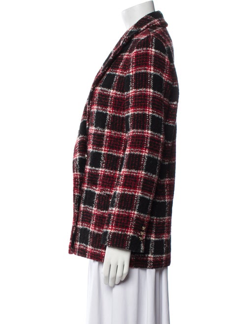 Maje Wool Plaid Print Blazer