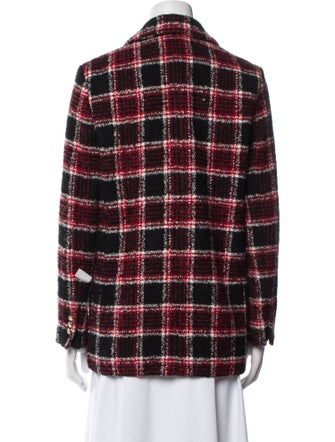 Maje Wool Plaid Print Blazer