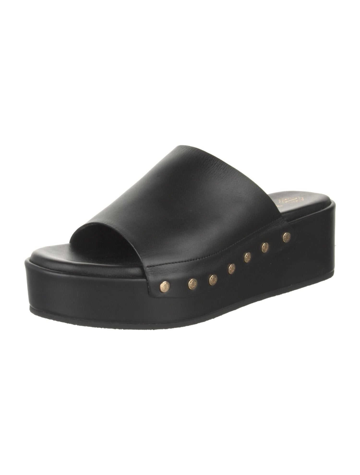 Maje Leather Studded Accents Slides