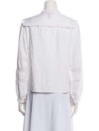 Maje Mock Neck Long Sleeve Button-Up Top