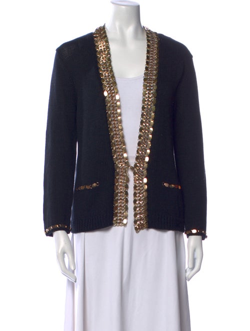 Maje Colorblock Pattern V-Neck Sweater